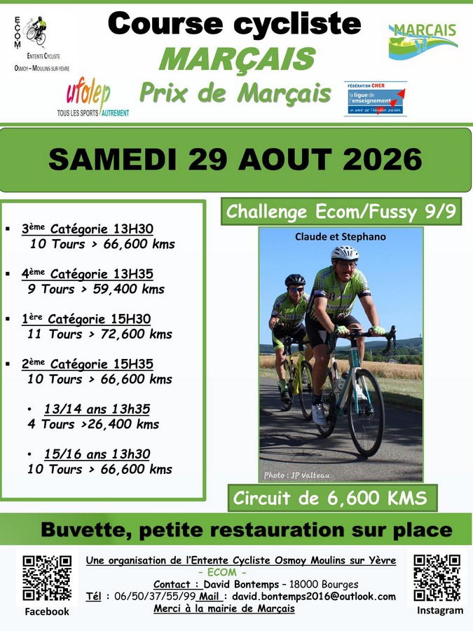 Epreuve cycliste à Marçais